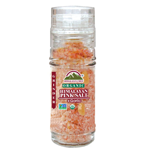 Himalayan Chef Organic Garlic & Organic Crushed Red Pepper With Himalayan Pink Salt Grinder - 0.22 lbs